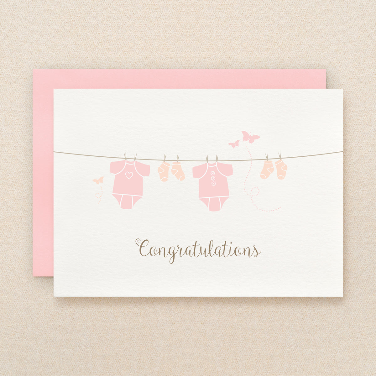 "Congratulations" Onesie Pink Greeting Card #240