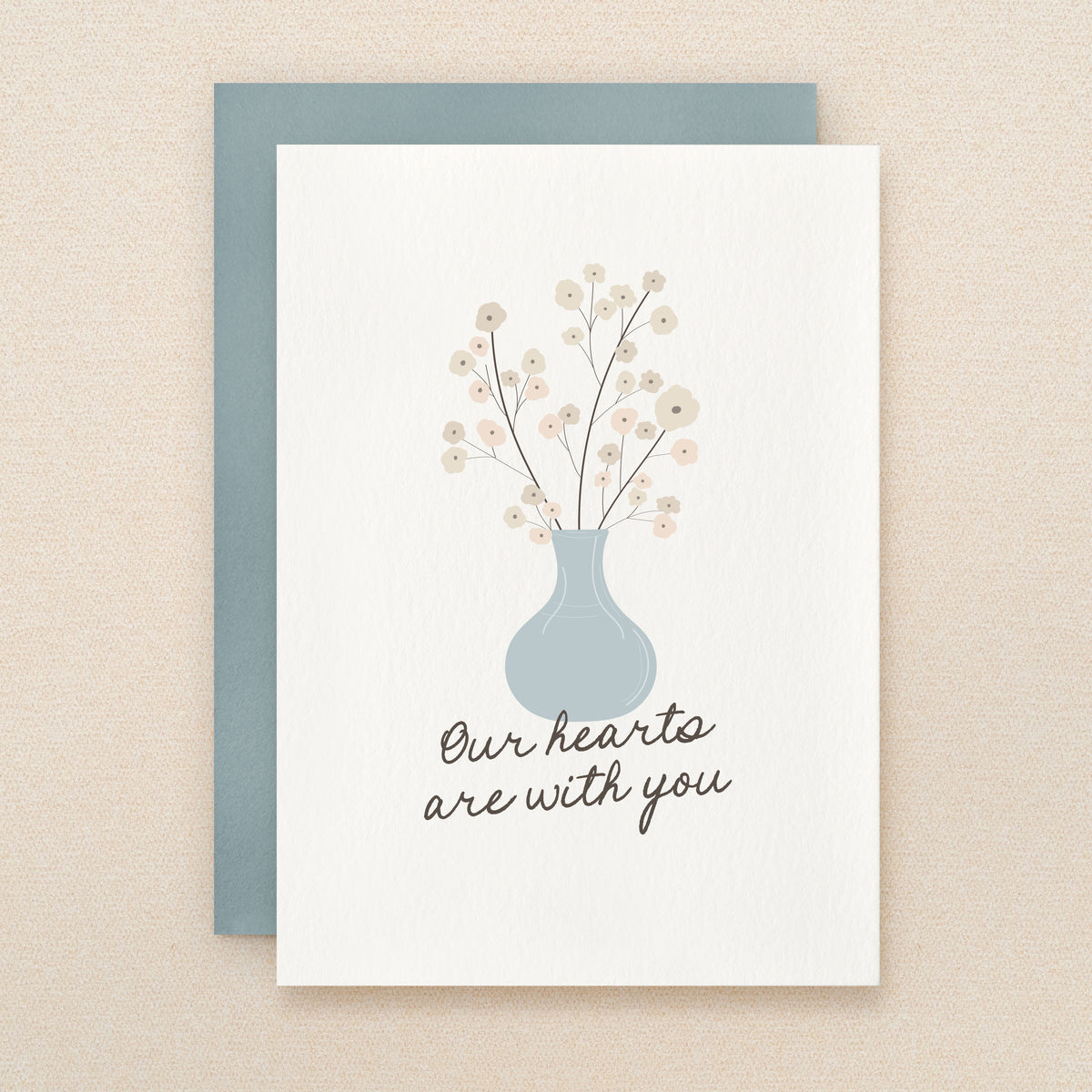 "Our hearts are with you" Heart Vase Greeting Card #335