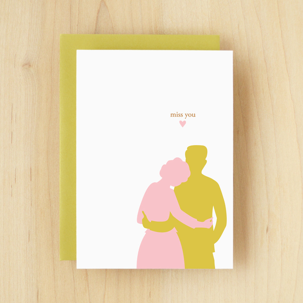 "Miss You" Silhouette Couple Greeting Card #107