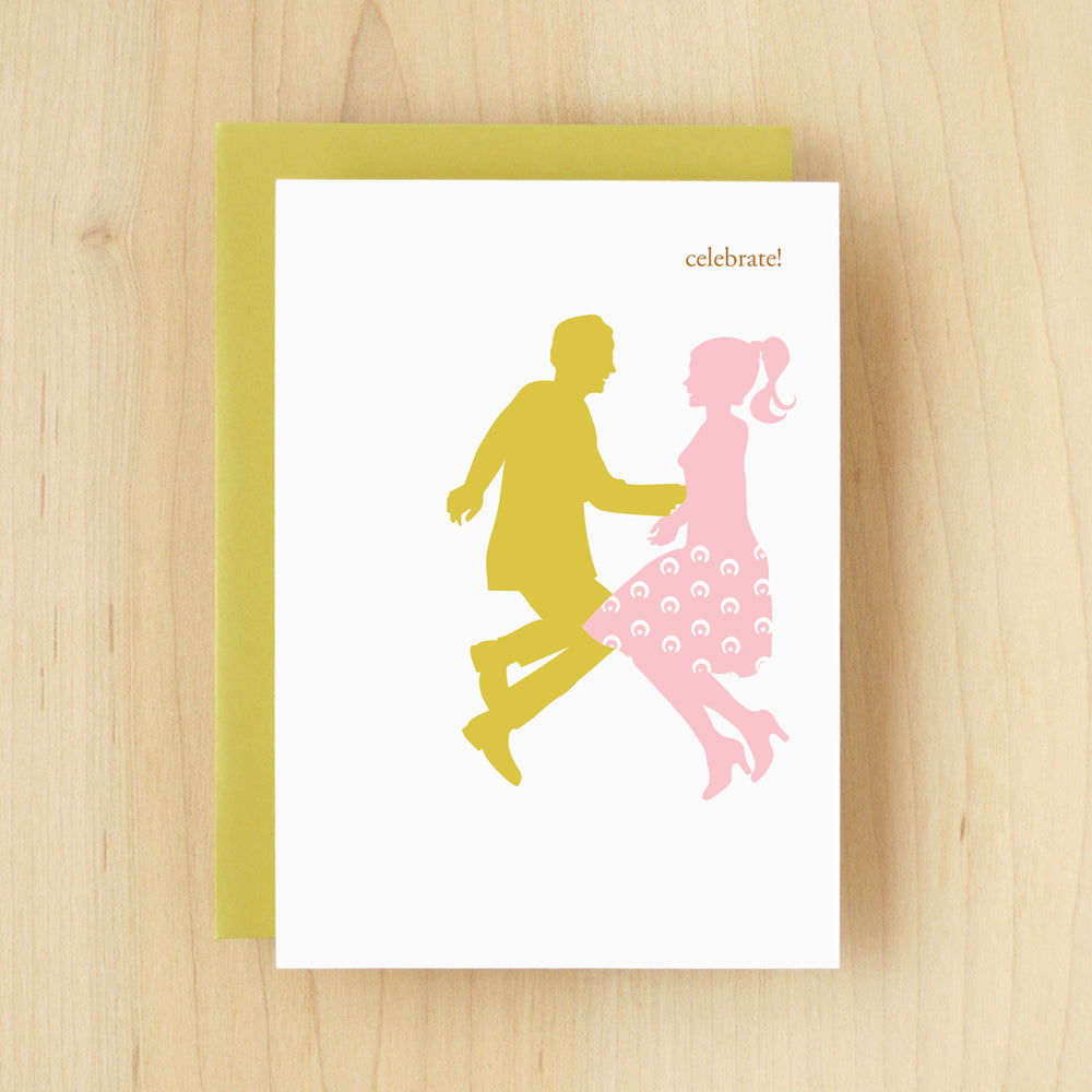 "Celebrate!" Silhouette Dance Greeting Card #116