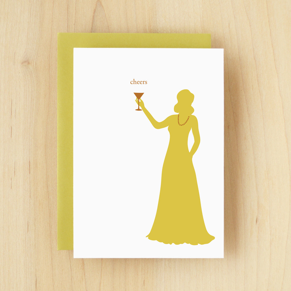 "Cheers" Silhouette Martini Greeting Card #118