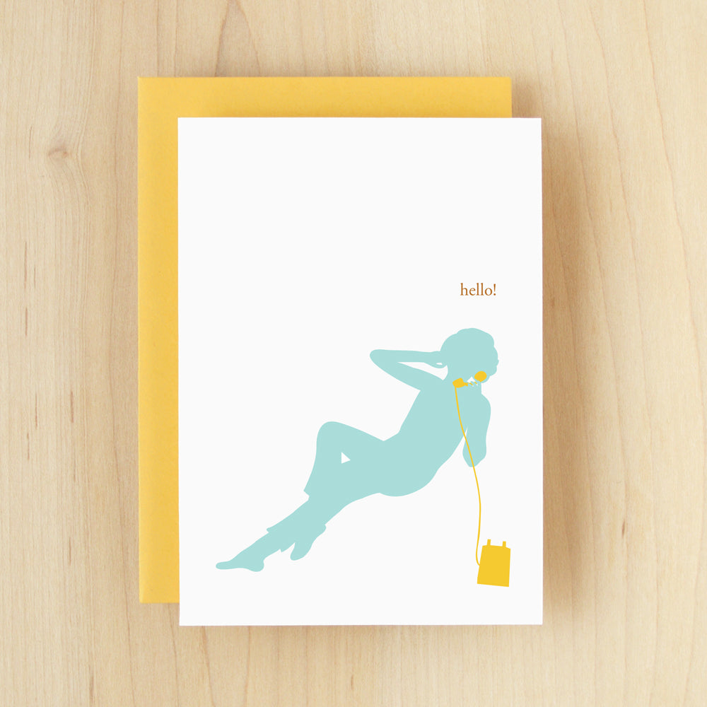 "Hello!" Silhouette Telephone Greeting Card #119