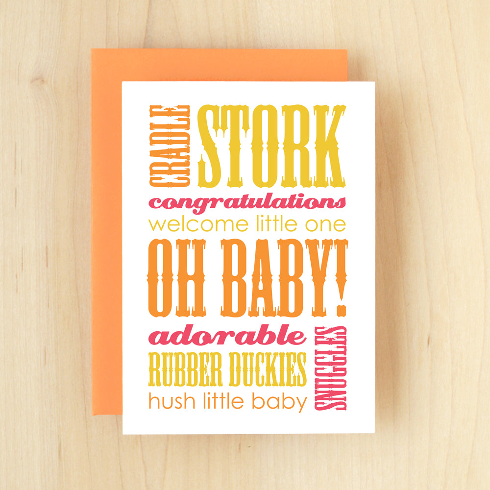 "Oh Baby!" Slogan Baby Orange Greeting Card #141