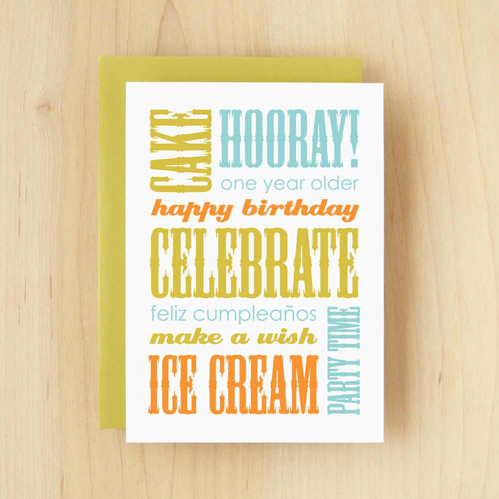 "Happy Birthday" Slogan Birthday Green Greeting Card #142
