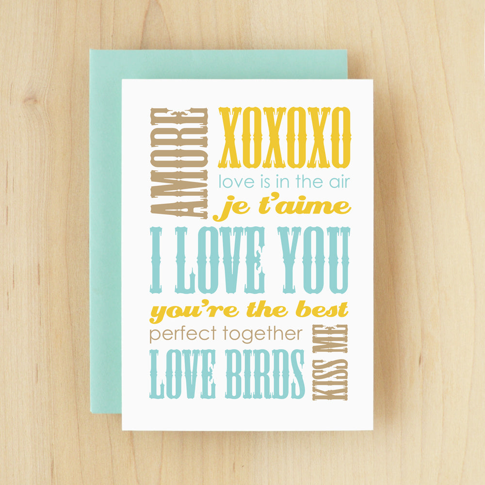 "I Love You" Slogan Love Blue Greeting Card #146