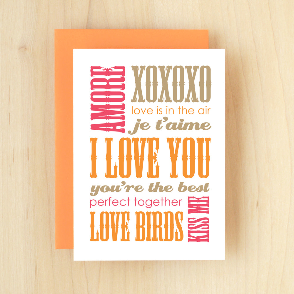 "I Love You" Slogan Love Orange Greeting Card #147