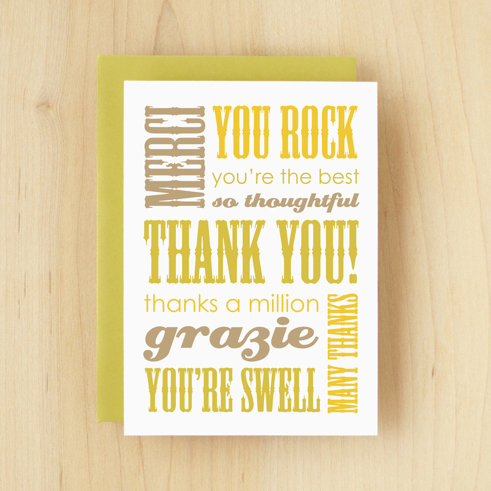 "Thank You!" Slogan Thanks Green Greeting Card #148