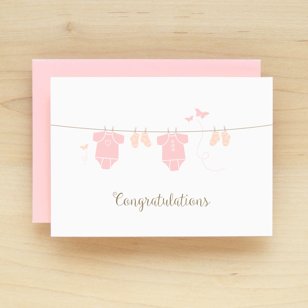 "Congratulations" Onesie Pink Greeting Card #240