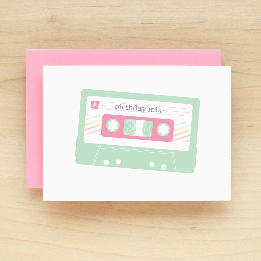 Birthday Mix Tape Pastel Greeting Card