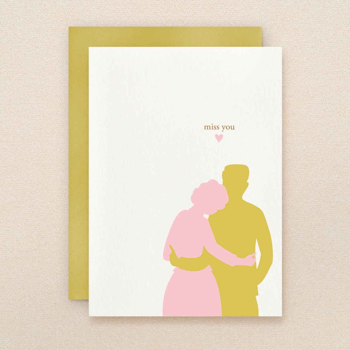 "Miss You" Silhouette Couple Greeting Card #107