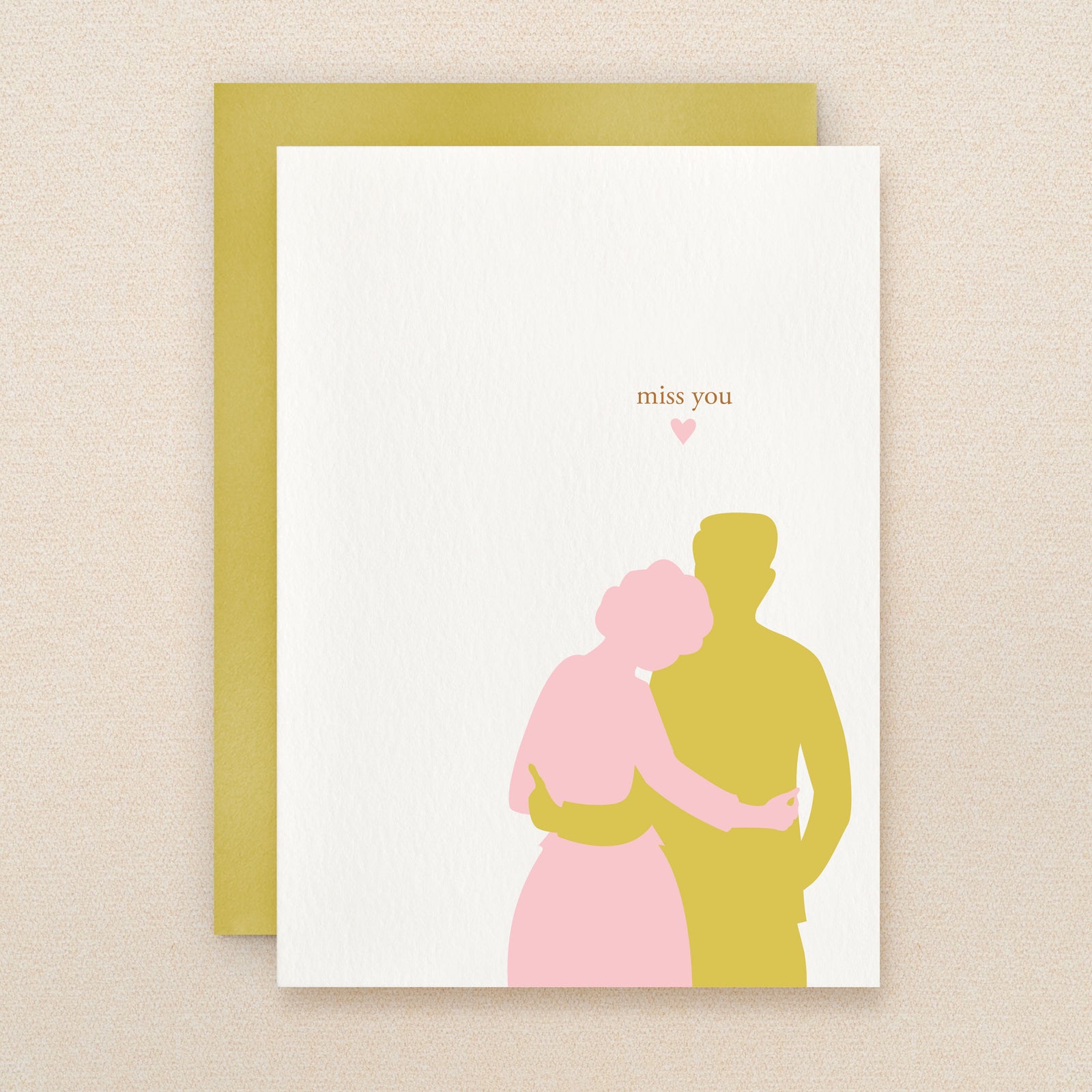 "Miss You" Silhouette Couple Greeting Card #107
