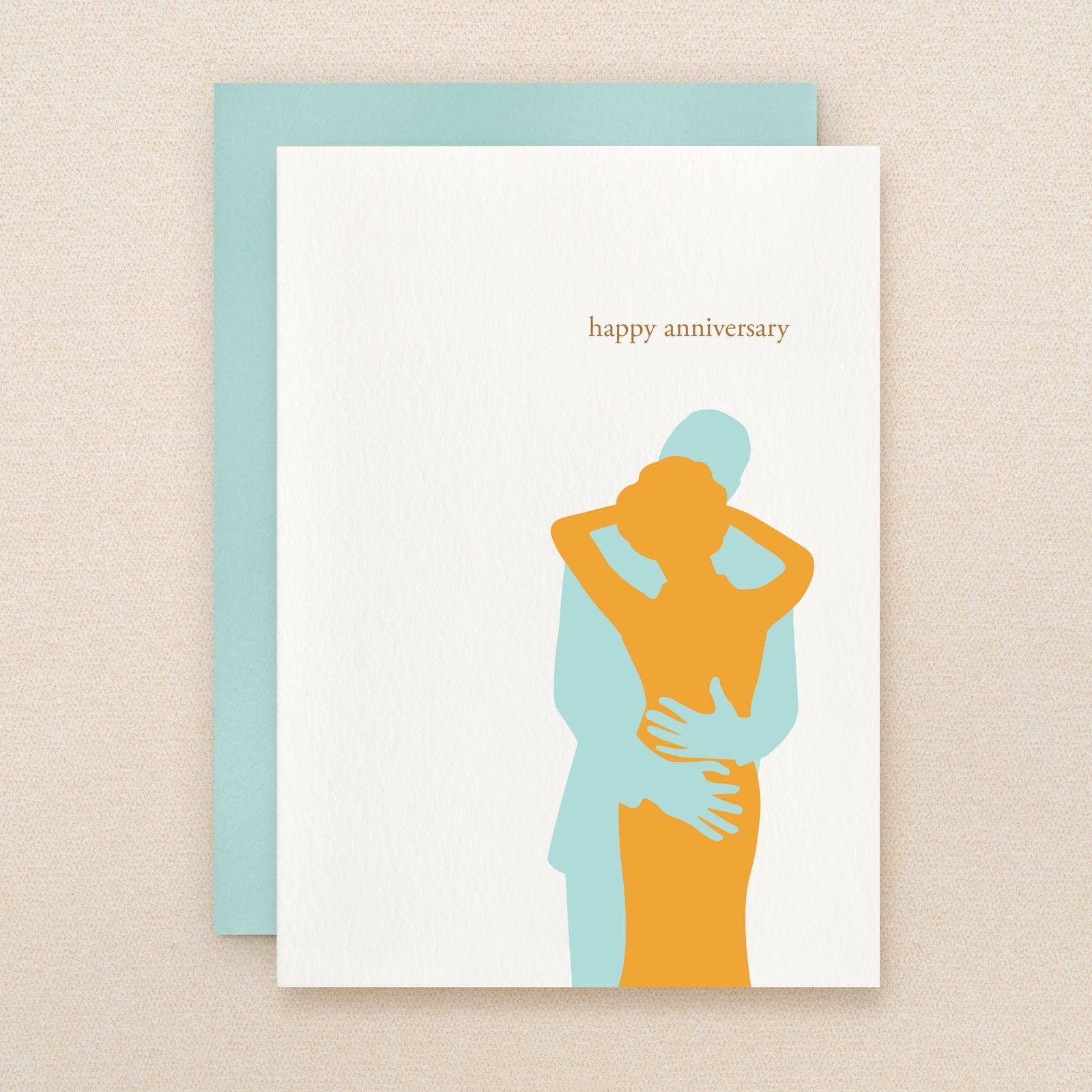 "Happy Anniversary" Silhouette Embrace Greeting Card #108