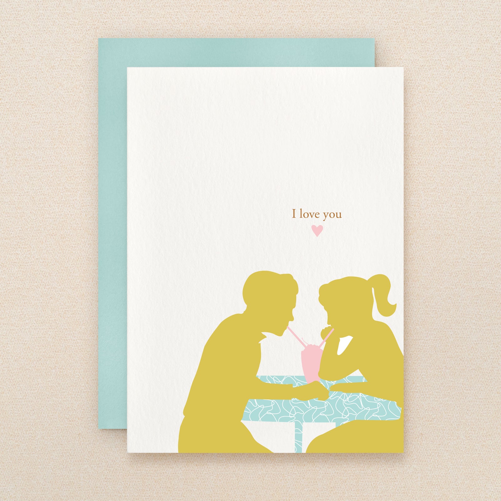 "I Love You" Silhouette Milkshake Greeting Card #109