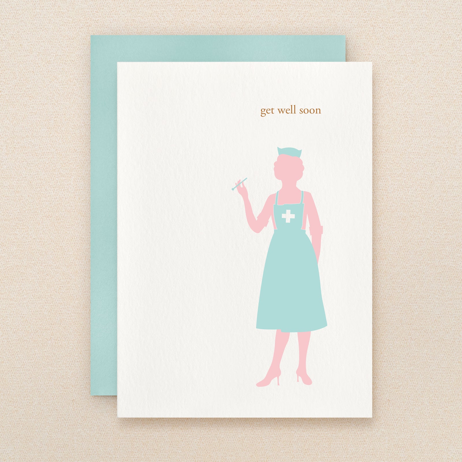 "Get Well Soon" Silhouette Nurse Greeting Card #114