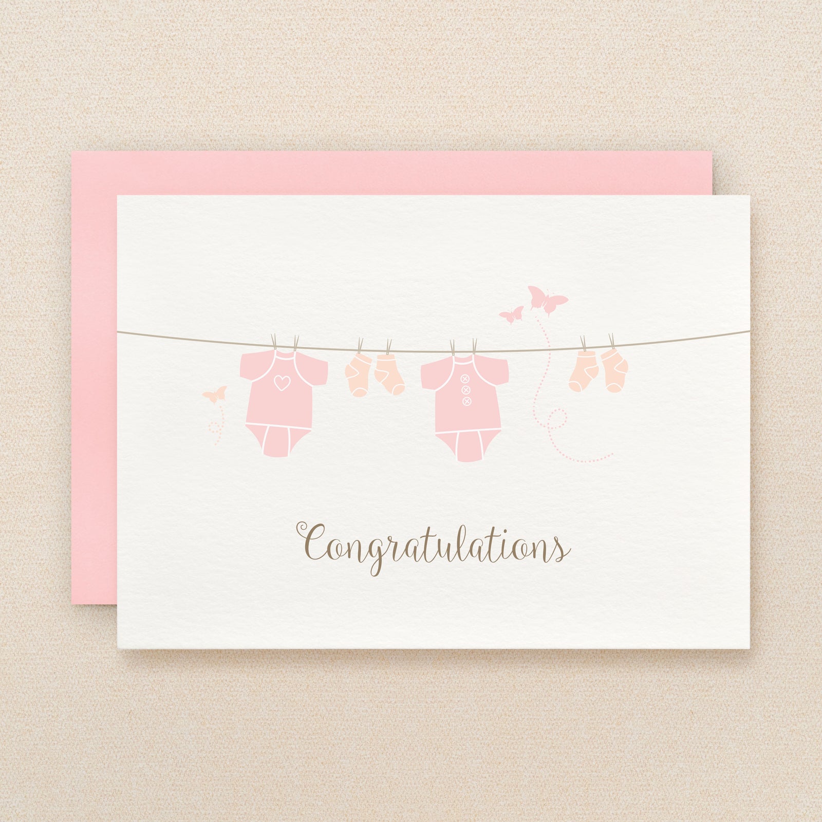 "Congratulations" Onesie Pink Greeting Card #240