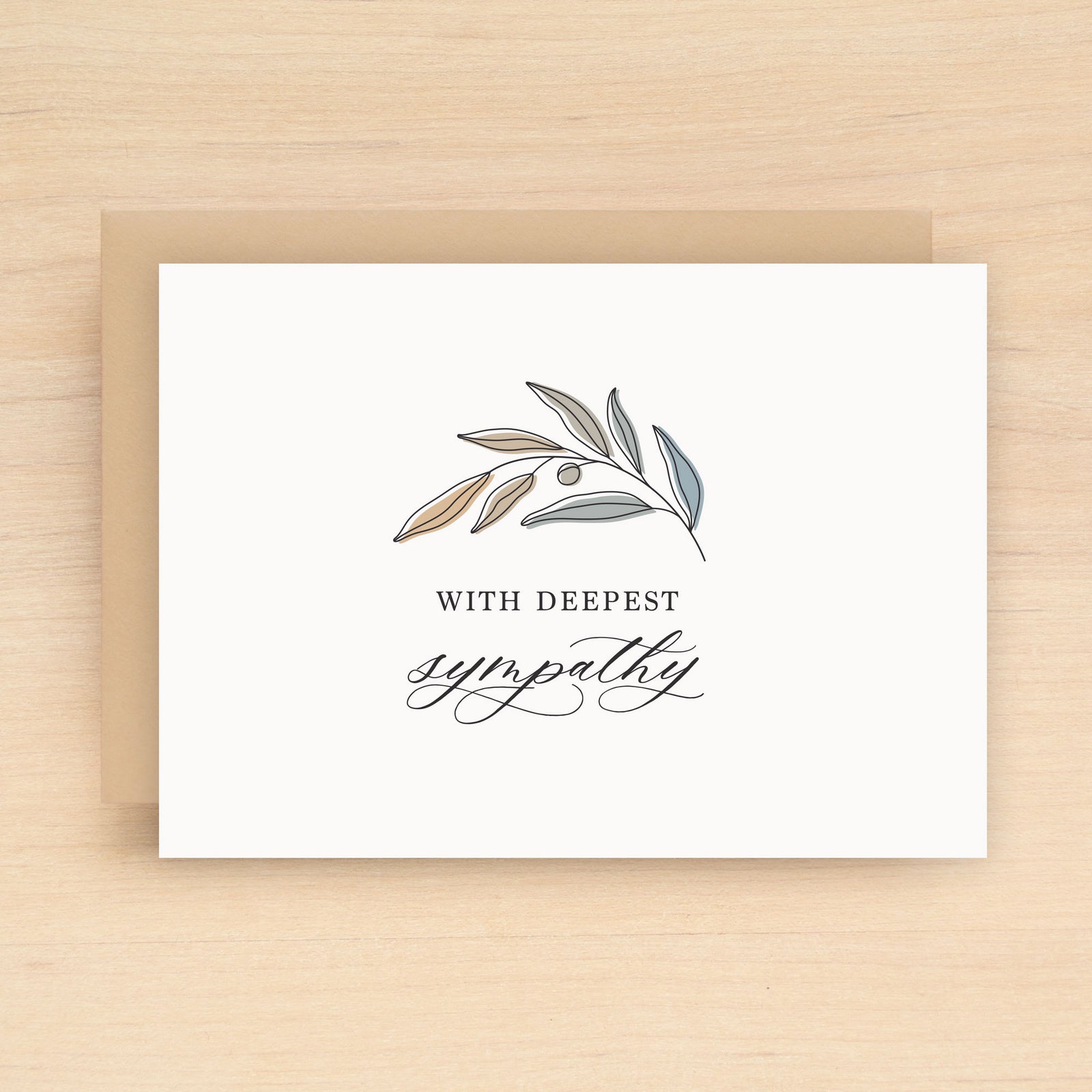 "With deepest sympathy" Olive Sympathy Greeting Card #266