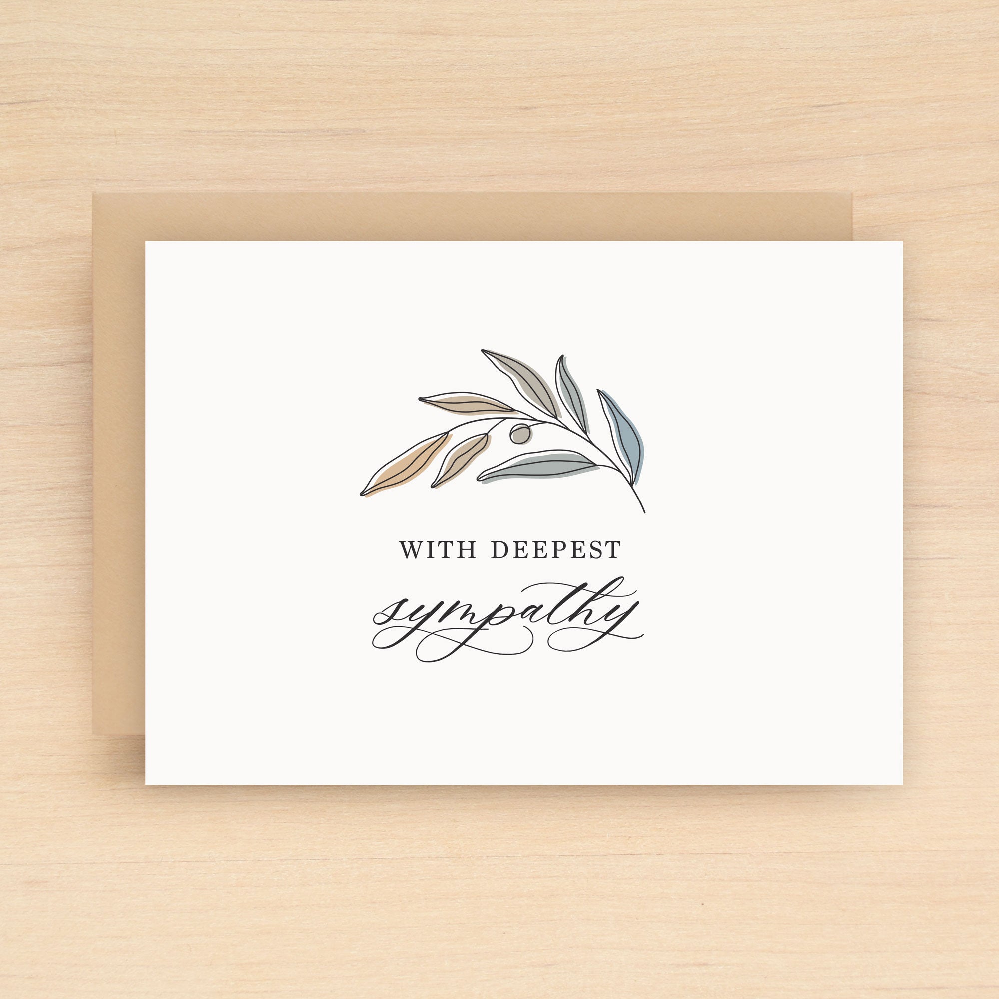 "With deepest sympathy" Olive Sympathy Greeting Card #266
