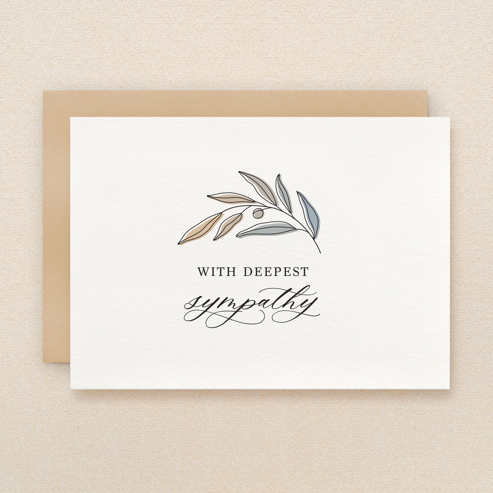 "With deepest sympathy" Olive Sympathy Greeting Card #266