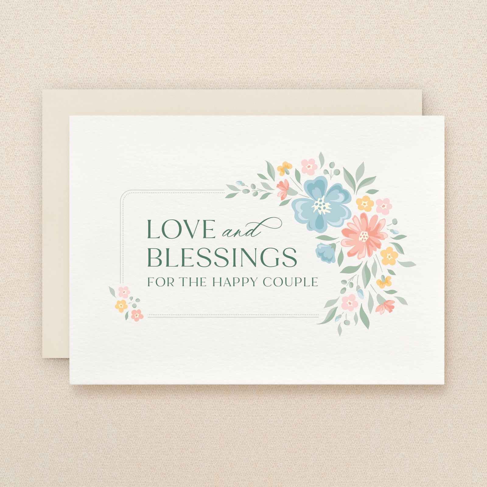 "Love and blessings for the happy couple" Blessings Greeting Card #291