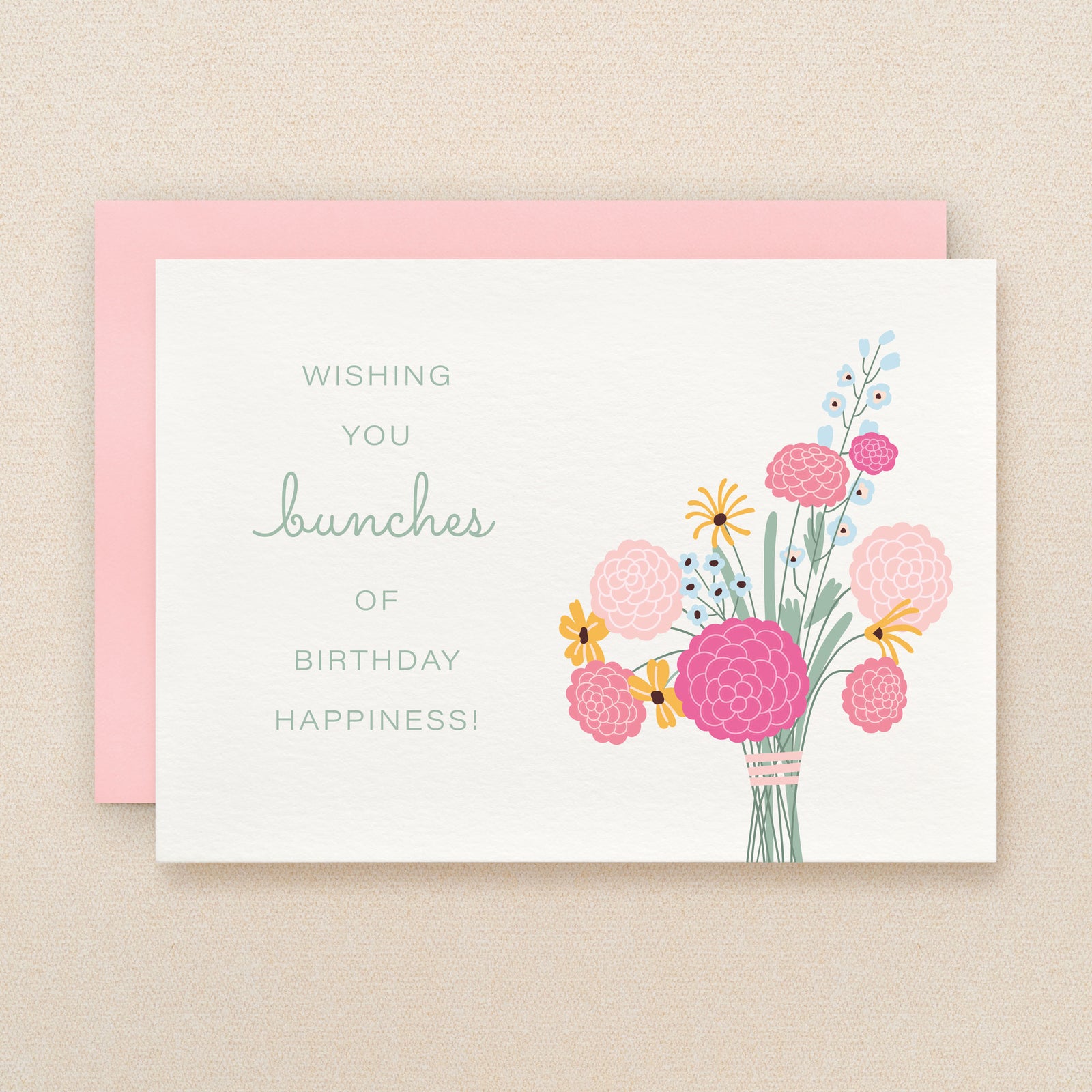 "Wishing you bunches of birthday happiness" Birthday Bunches Greeting Card #295