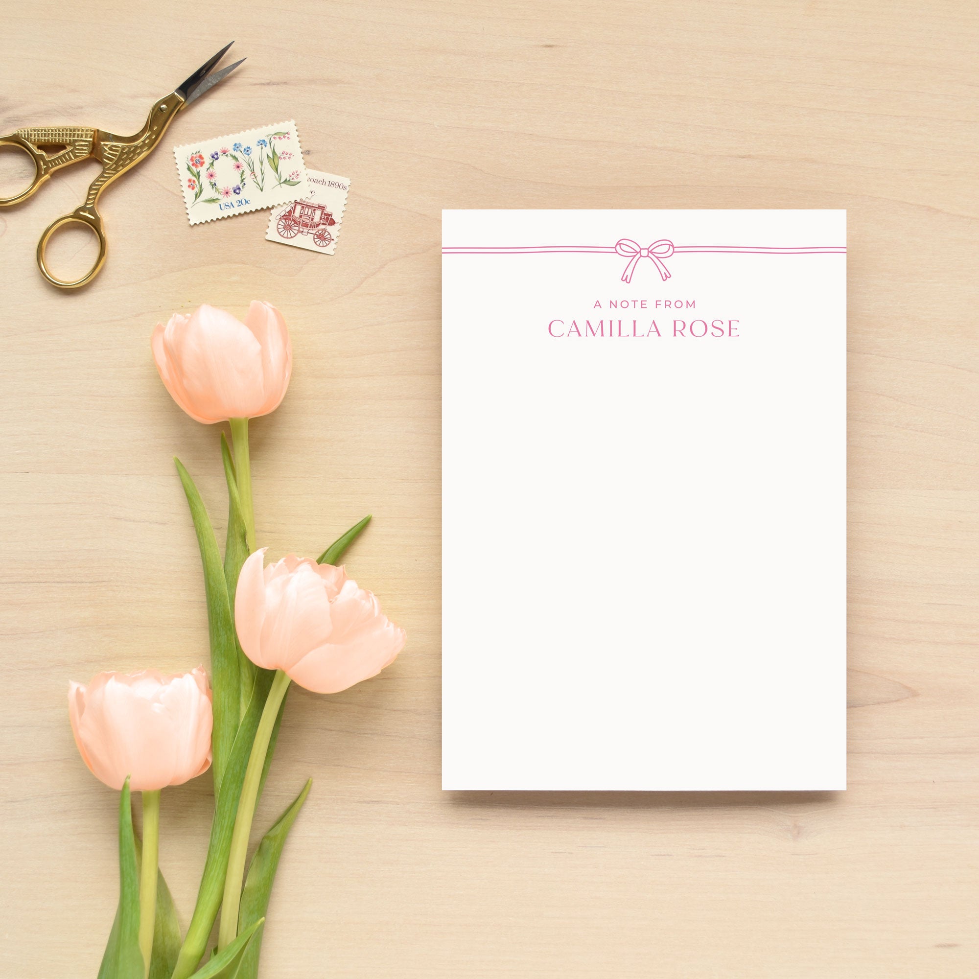 Bow Notepad Bow Personalized Notepad - Silhouette Blue Stationery
