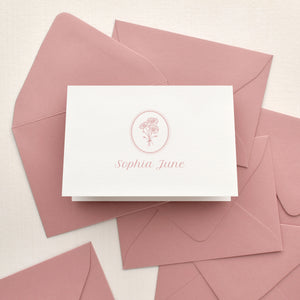 Aster Baby Girl Personalized Stationery
