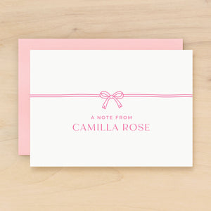 Bow personalized stationery cute pink for girls