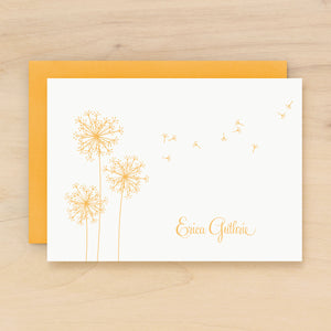 Breeze personalized stationery yellow dandelion