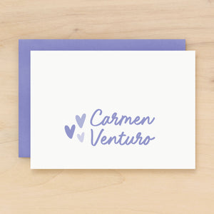 Cutie personalized stationery Purple Heart for women and girls