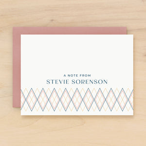 Diamond personalized stationery retro argyle pattern