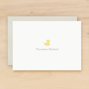 Duckie personalized stationery for new baby yellow rubber duck