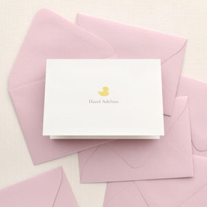 Duckie Baby Girl Personalized Stationery