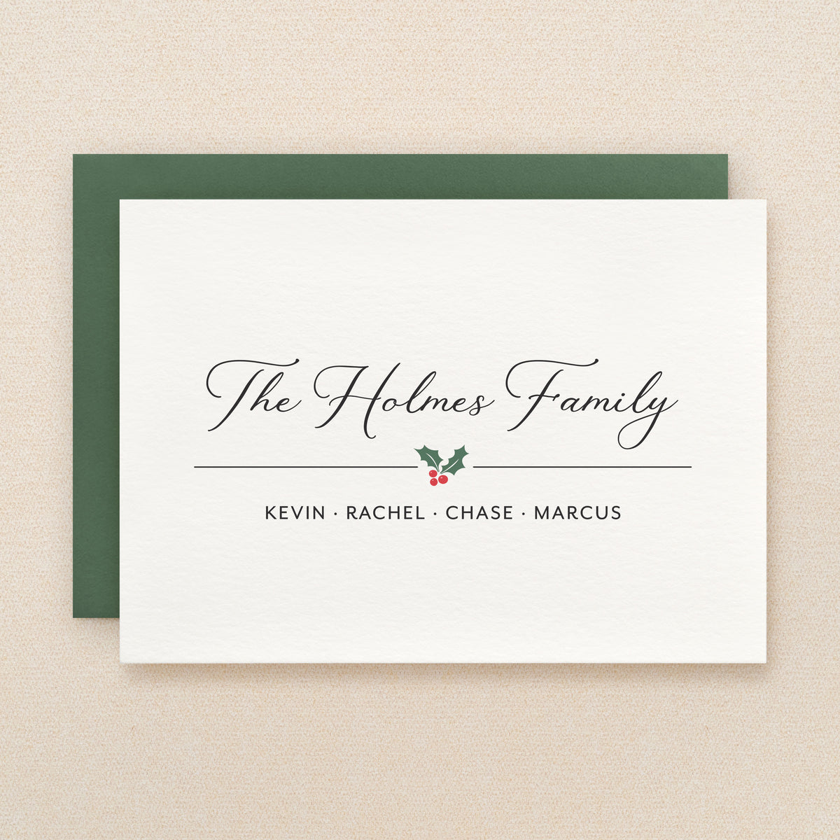 Holly Family Holiday Personalized Stationery