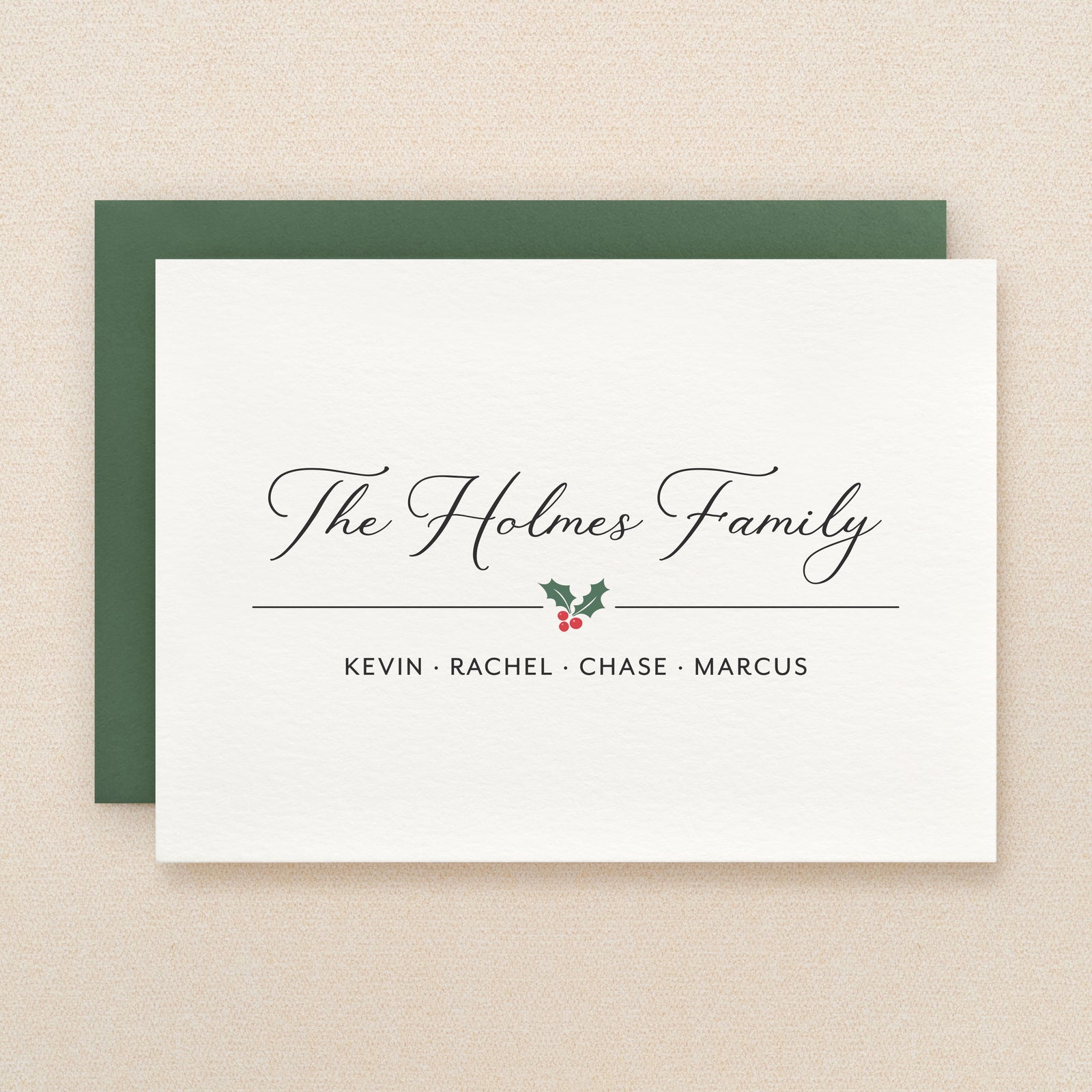 Holly Family Holiday Personalized Stationery