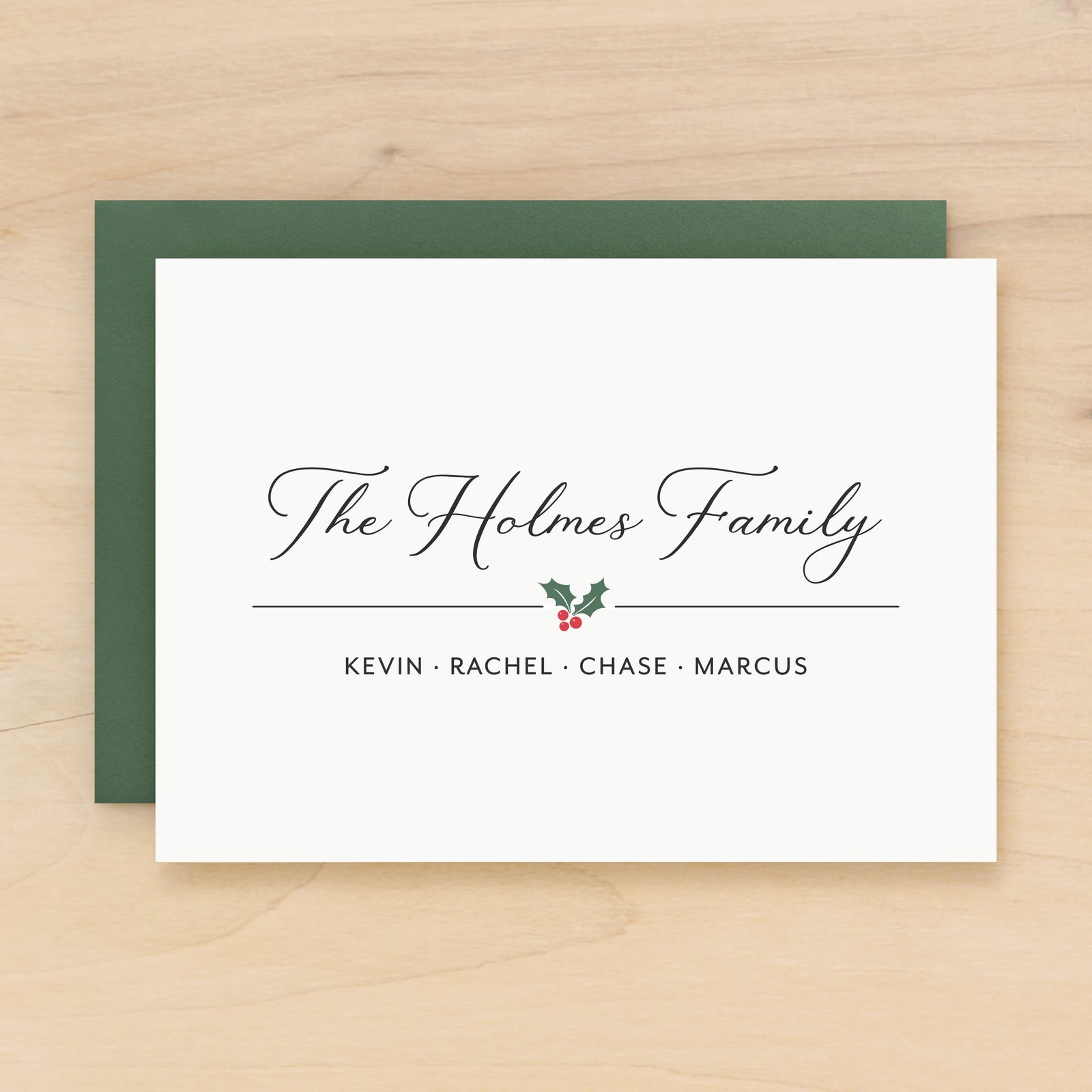 Holly Family Holiday Personalized Stationery