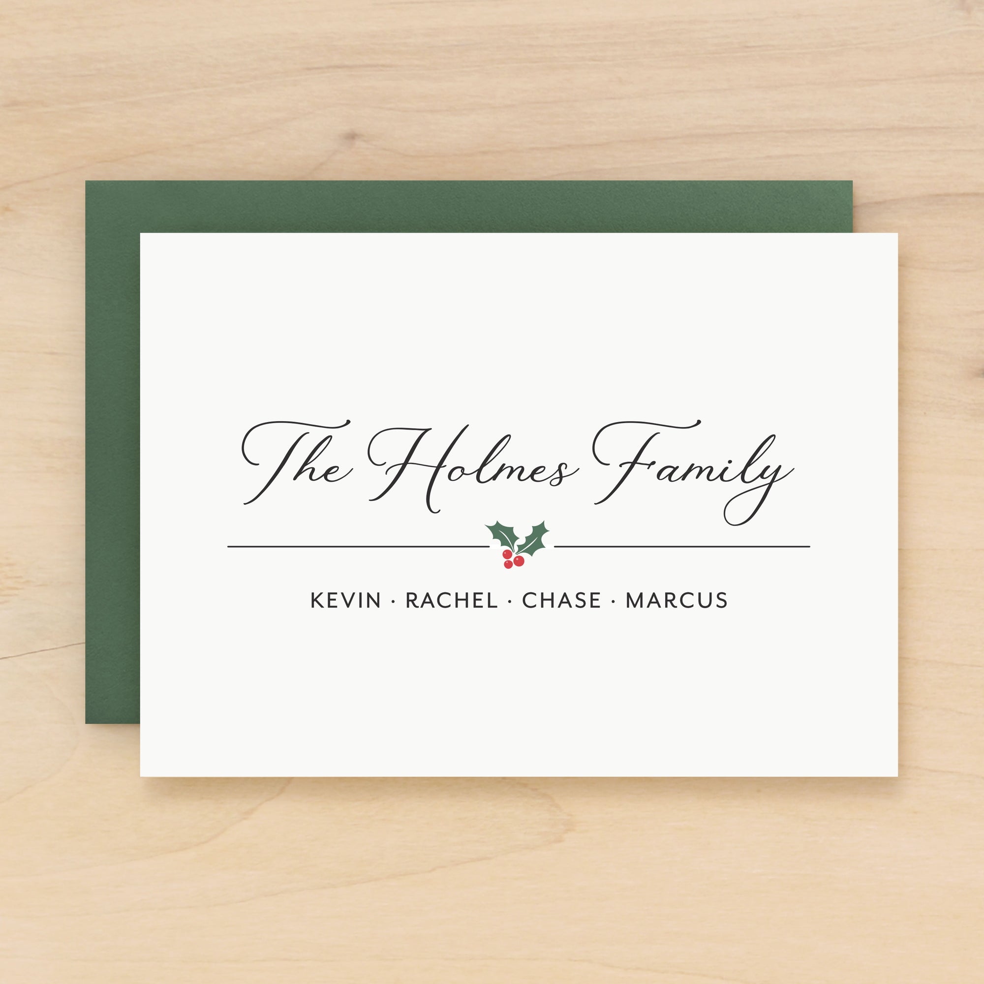 Holly Family Holiday Personalized Stationery