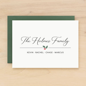 Holly Family Holiday Personalized Stationery