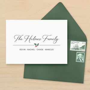 Holly Family Holiday Personalized Stationery