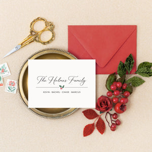 Holly Family Holiday Personalized Stationery