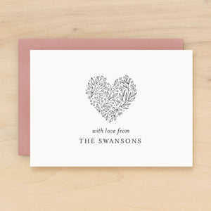 Hope personalized stationery heart custom note card for family thank you card