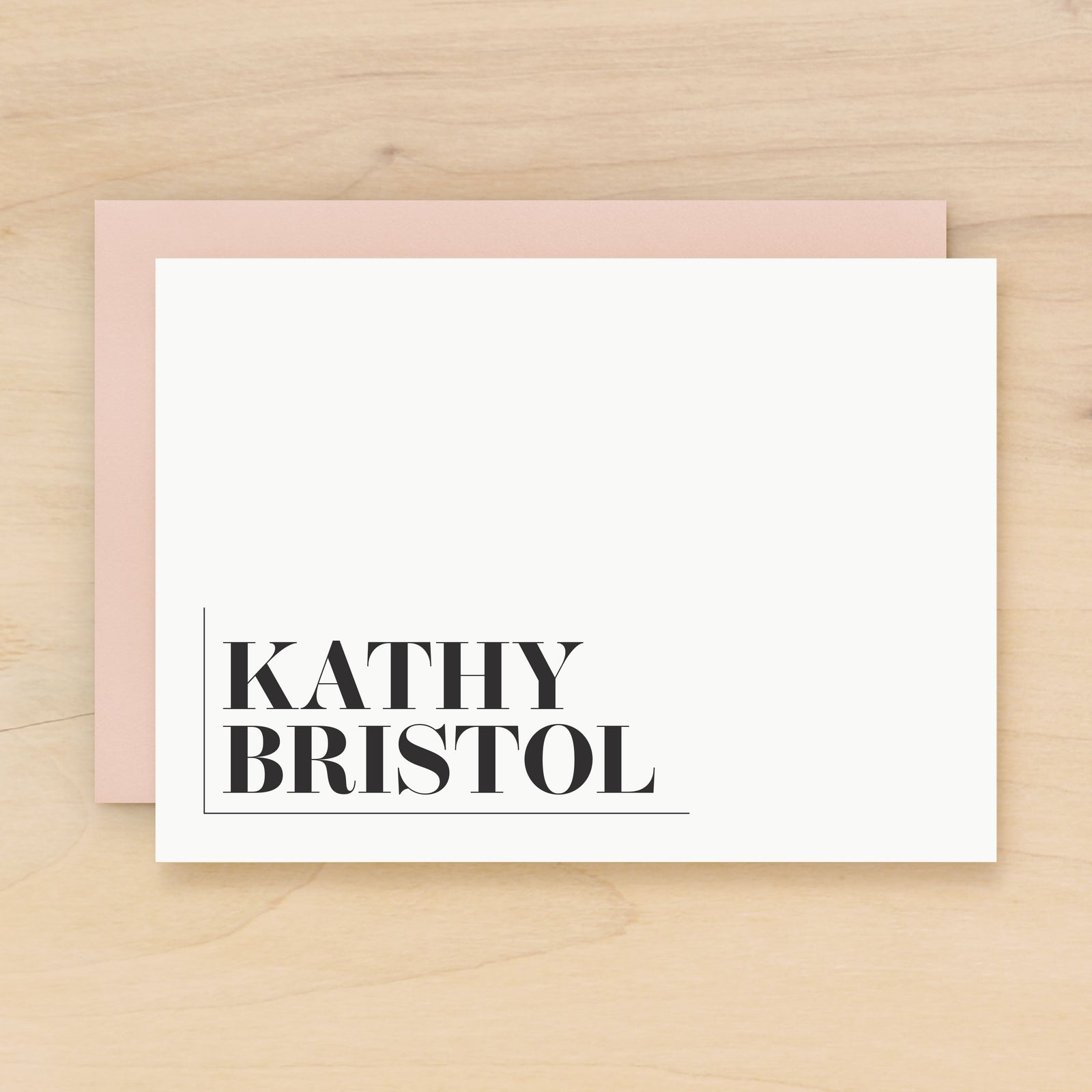 Justified personalized stationery bold and modern custom note card