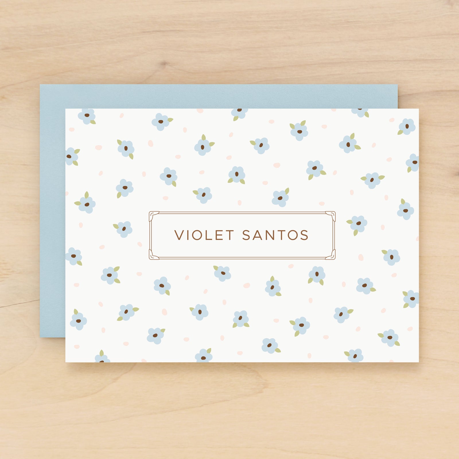 Larkspur personalized stationery cute blue flower custom notecard for little girls