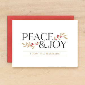 Peaceful personalized stationery christmas custom notecard from family