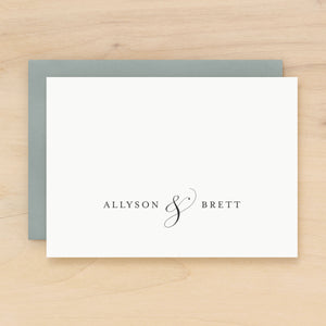 Plume personalized stationery elegant couples custom notecard for weddings and engagements