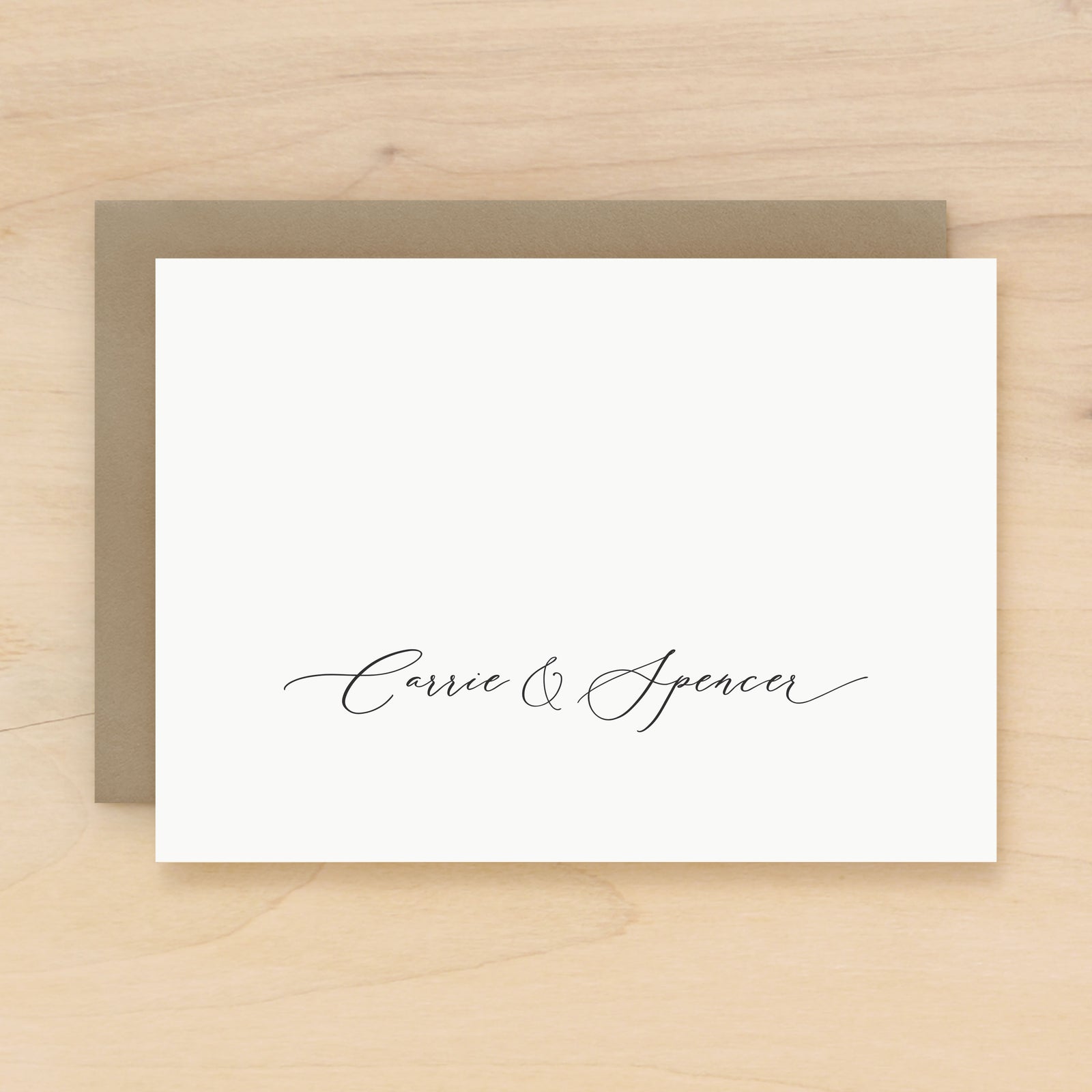 Romance personalized stationery script note card for couples wedding and first paper anniversary