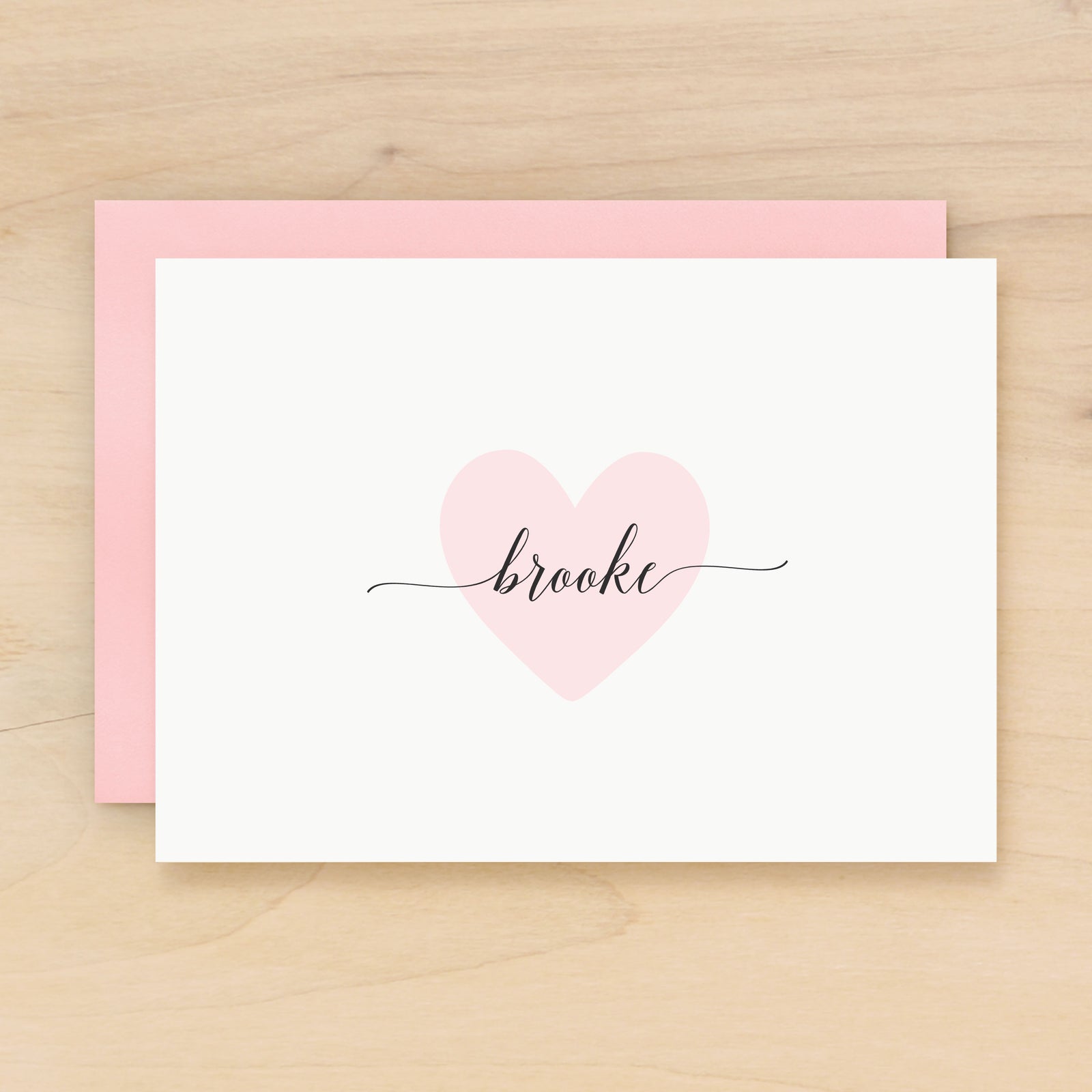 Valentine personalized stationery pink heart custom note card