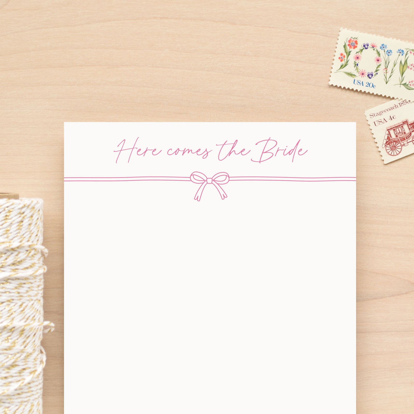 Bow Personalized Wedding Notepad