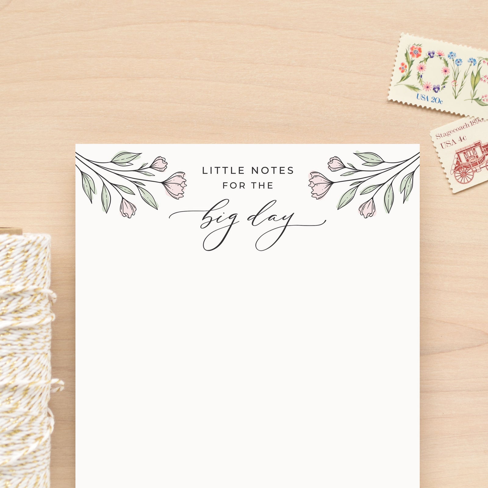 Floral Personalized Wedding Notepad