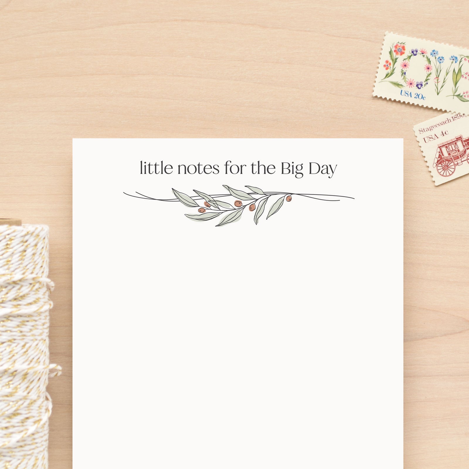 Twig Personalized Wedding Notepad