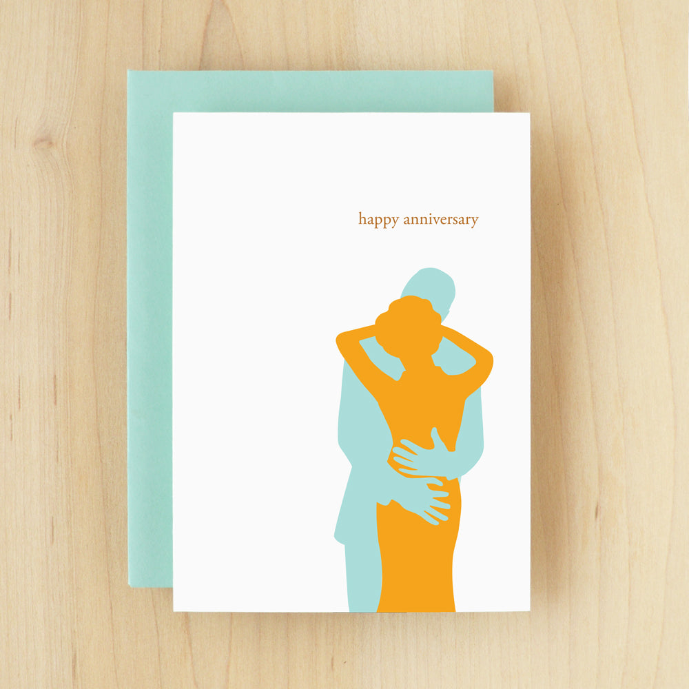 "Happy Anniversary" Silhouette Embrace Greeting Card #108